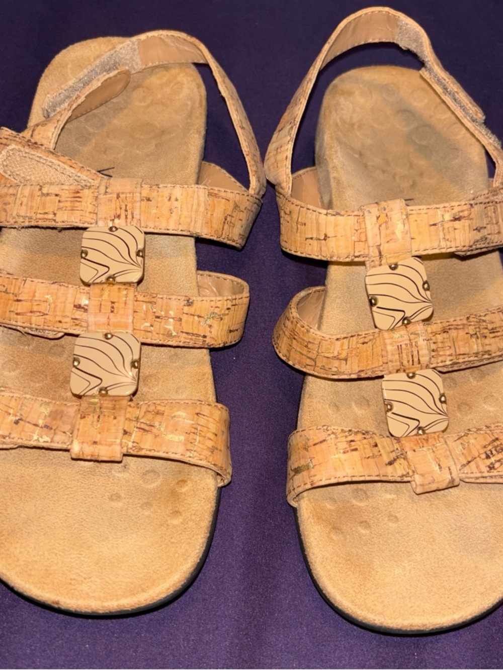 Vionic Tan Cork-Textured Strappy Sandals
